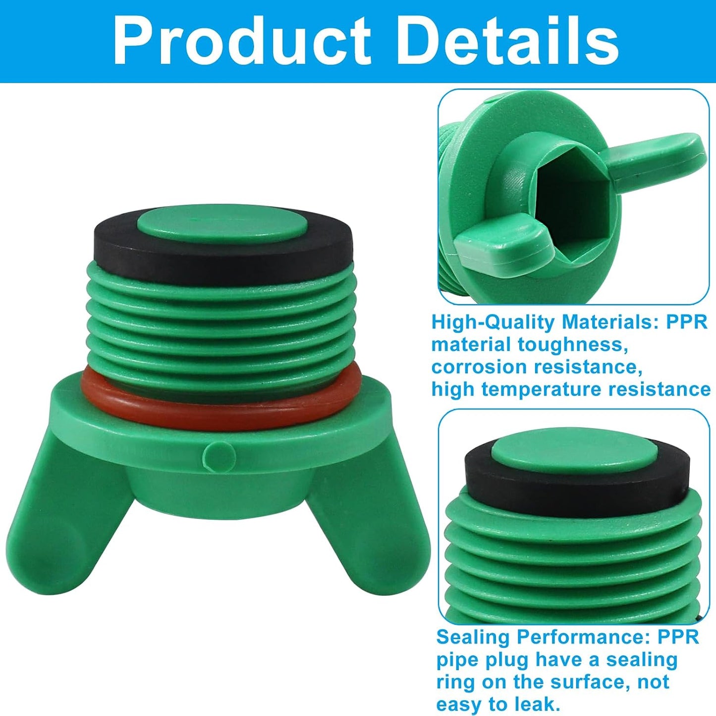 5 Tapas Rosca Macho PPR 3/4pulg Tapón Manguera Agua Verde
