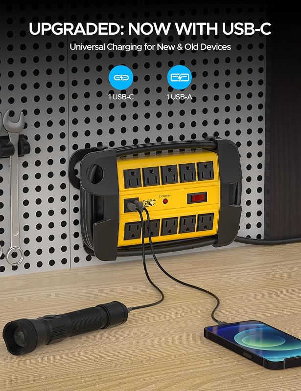 Regleta alimentación 10 salidas USB-C 6ft ETL 2800J