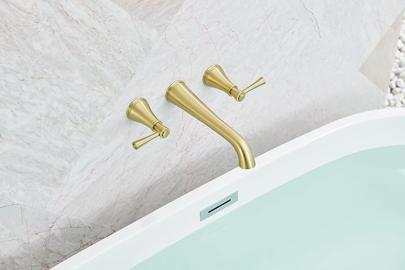 Grifo bañera pared dorado cepillado flujo alto 10.5pulg