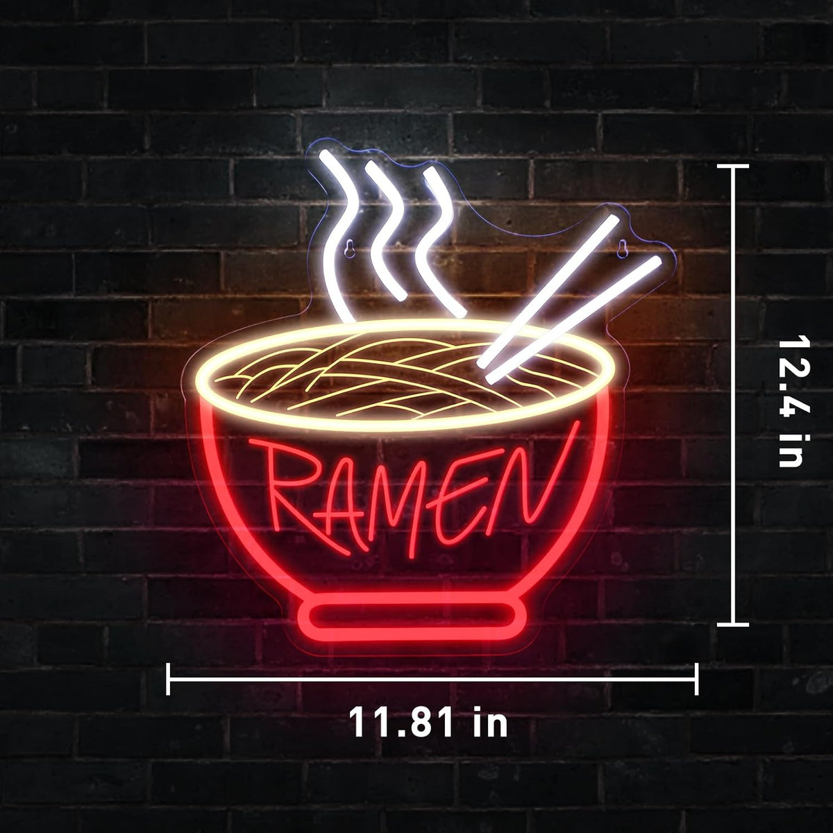 Letrero neón ramen 3D LED 11.81x12.4pulg para pared