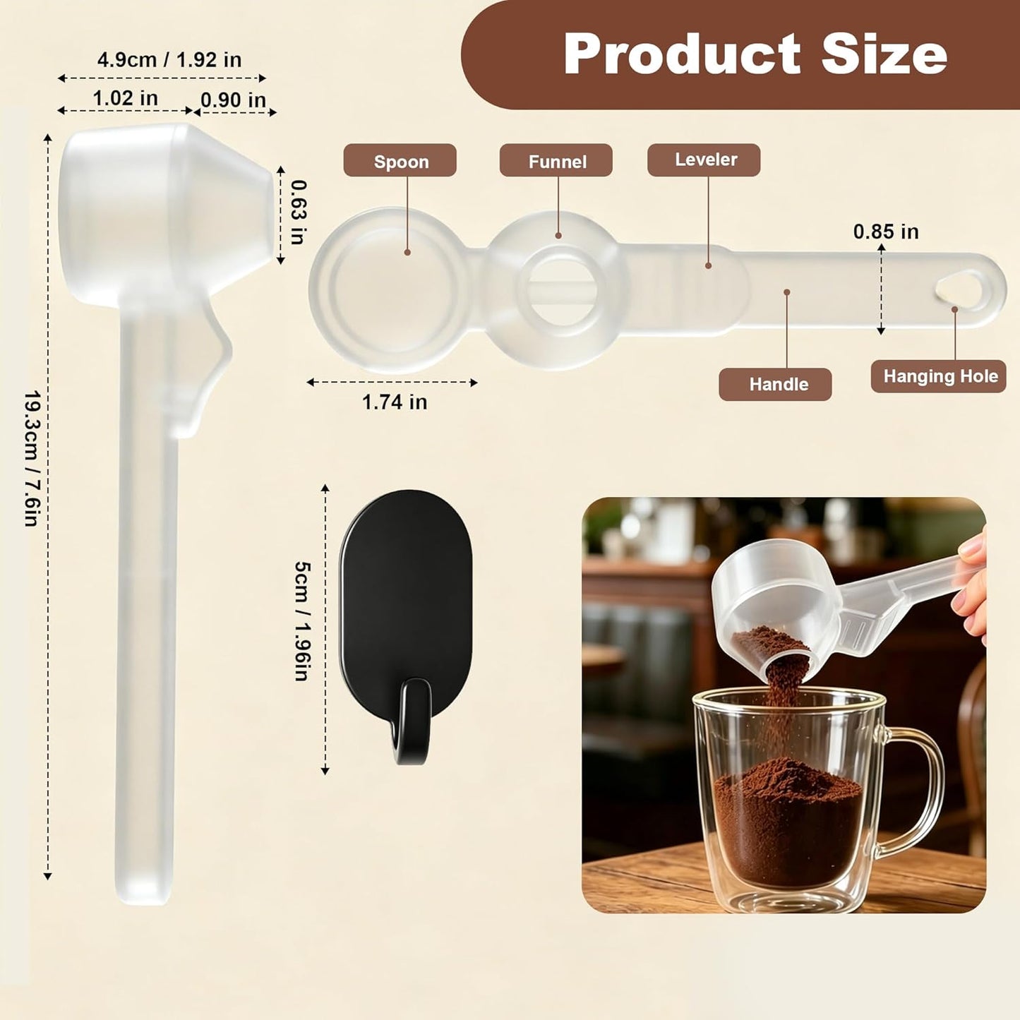 Embudo de cuchara de café transparente para taza K
