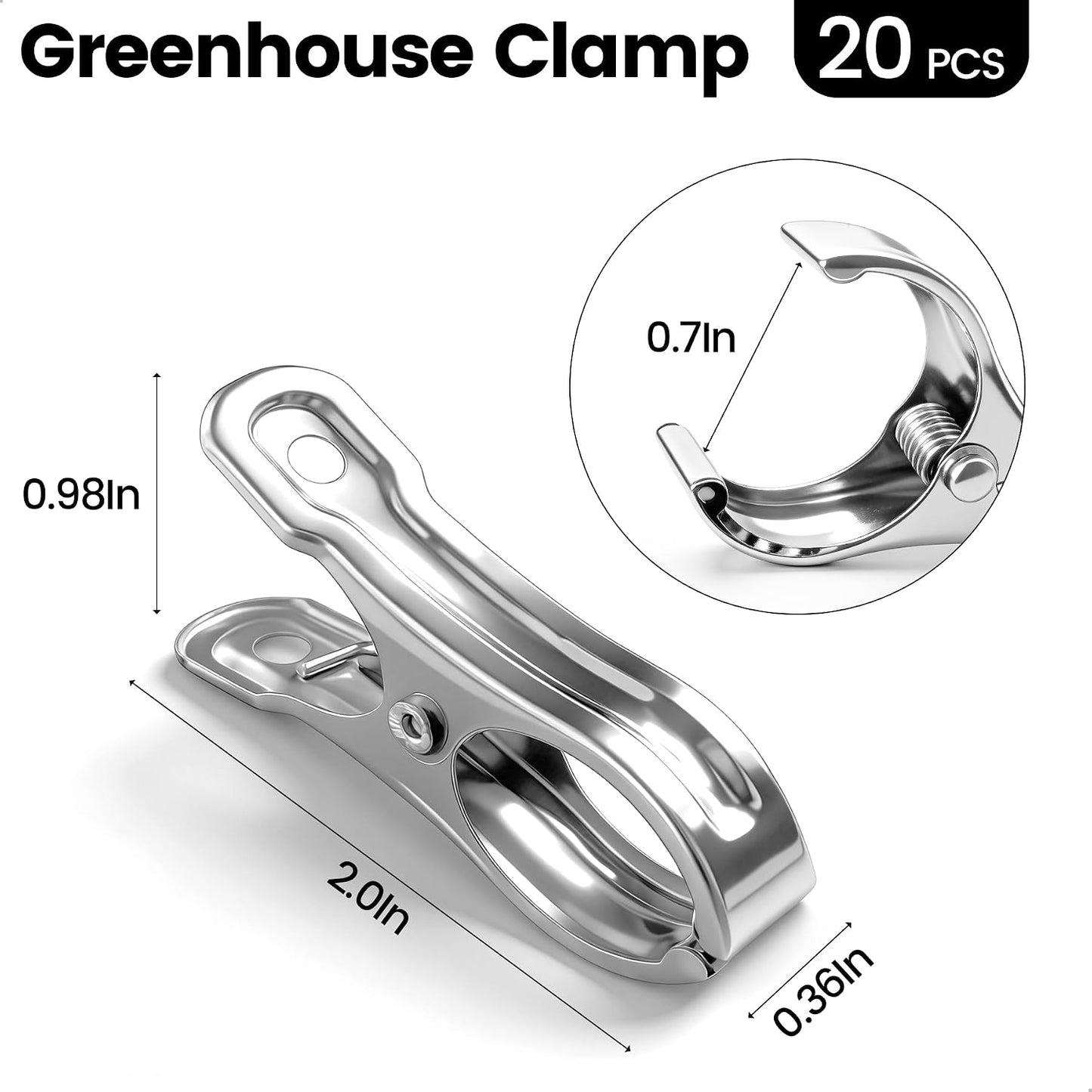 Clips acero inox jardín para invernadero y red 20pulg