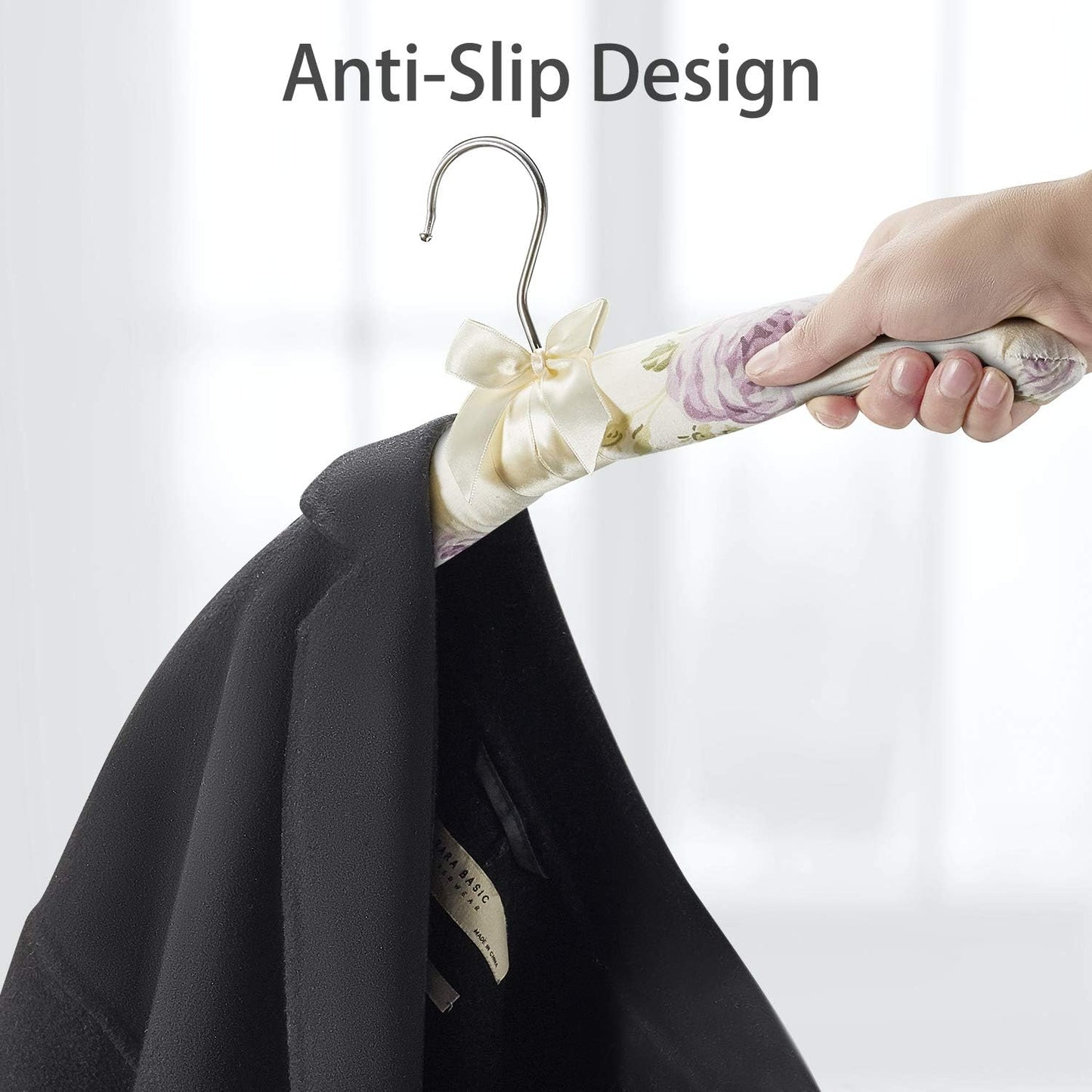Perchas acolchadas satén para ropa mujer pack 5