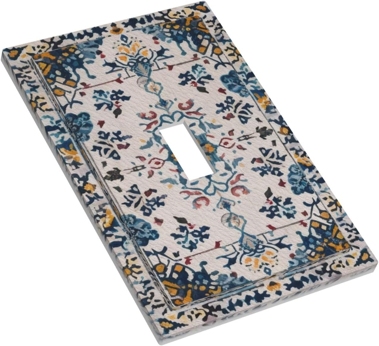 Placa interruptor vintage con flores azules y blancas 1 gang