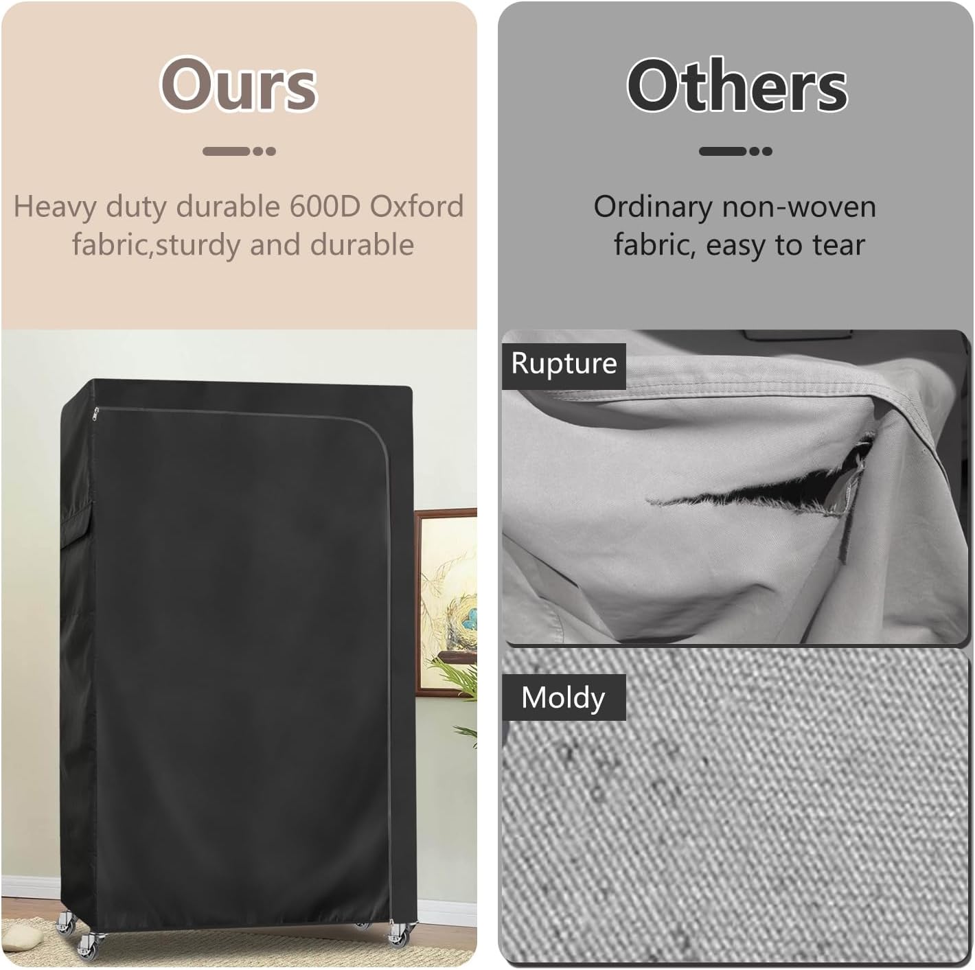 Funda perchero metal 600D impermeable con cremallera negro