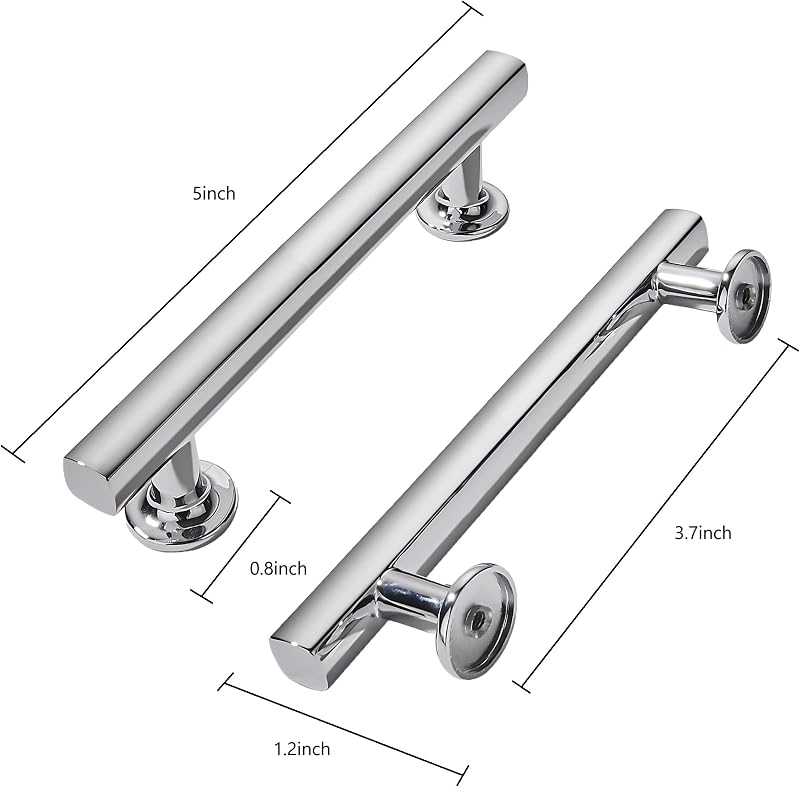10 Tiradores Gabinete Cromo Pulido 3-3/4" para Cocina