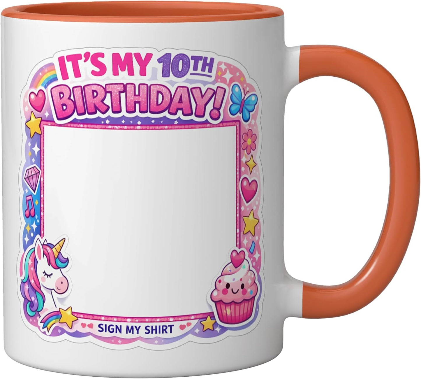 Taza Cerámica Cumpleaños Niña 10 Años Naranja/Blanco