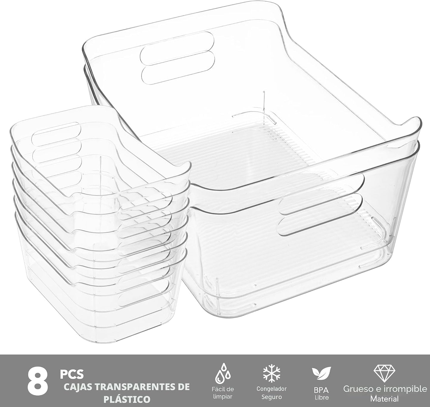 Set 8 Contenedores Plástico Transparente Org. Despensa