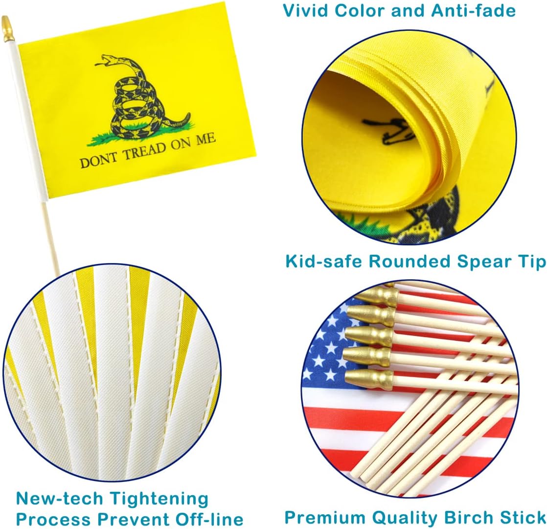 Bandera mini gadsden poste madera lanza set 12