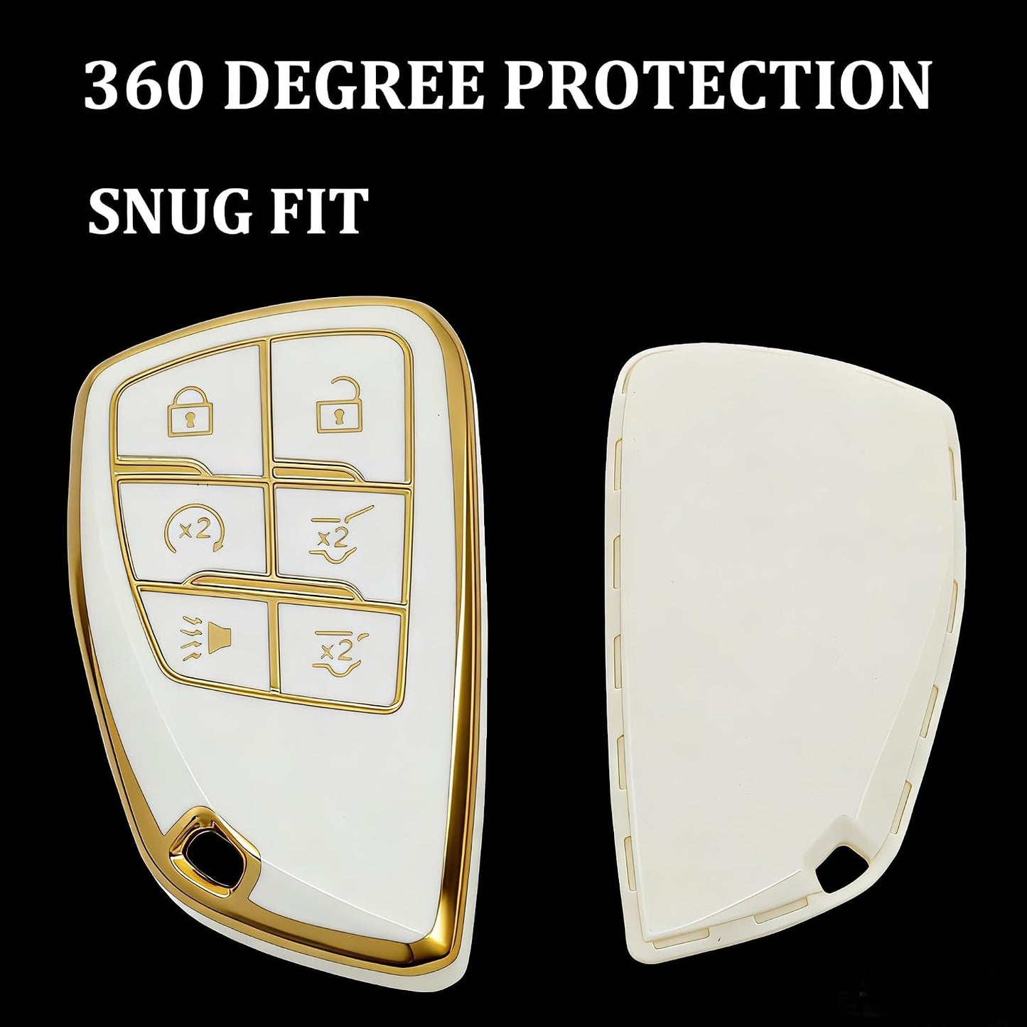 Funda TPU llavero Chevy Silverado GMC 1500 2500HD 6 botones blanco
