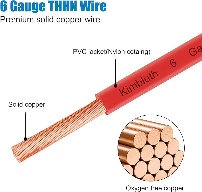 Cable cobre trenzado 6 AWG 25 ft forro nailon