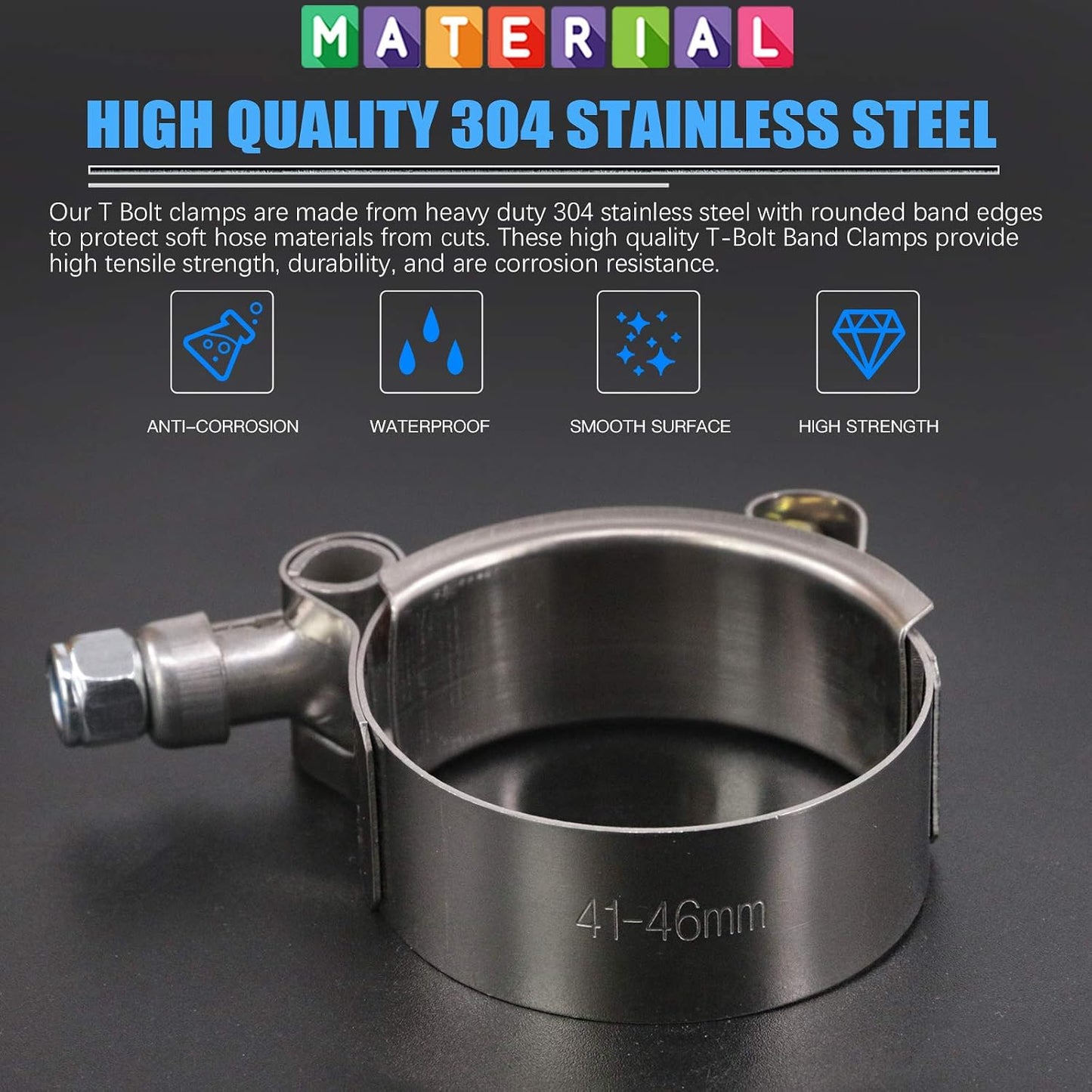 2 Abrazaderas manguera acero inox perno T 1.614-1.811pulg