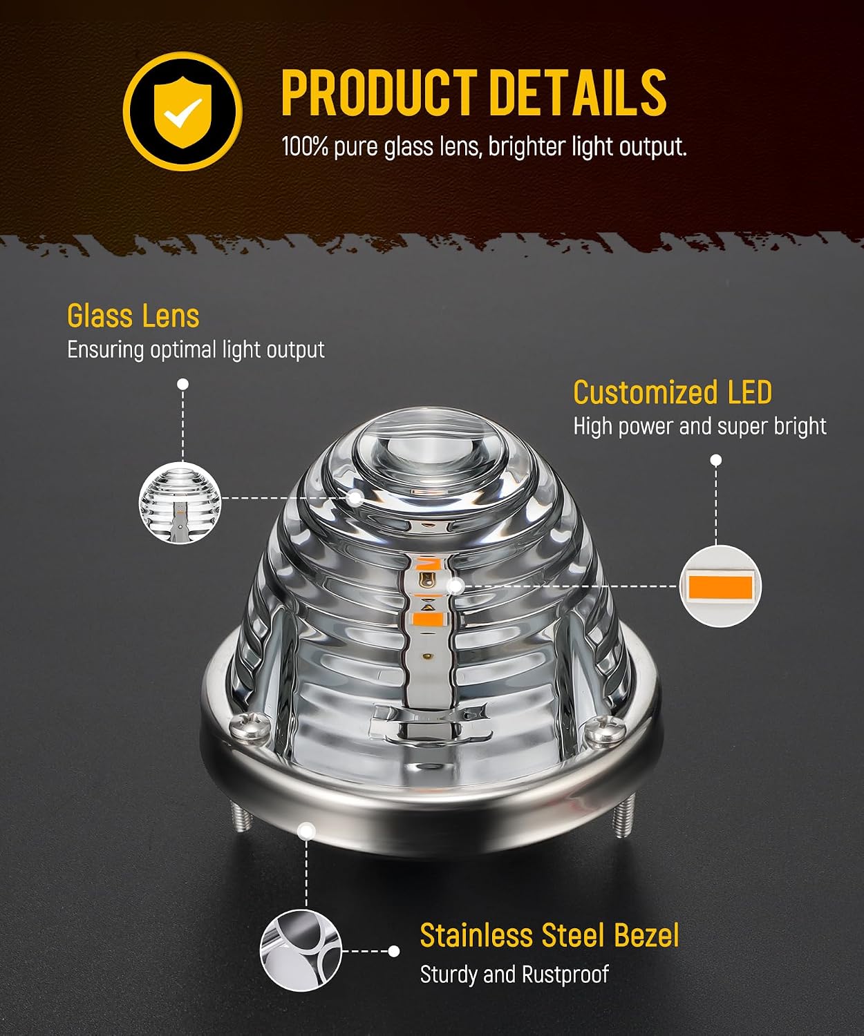2 Luces Led Ámbar Vidrio Transparente Señal Giro Camioneta
