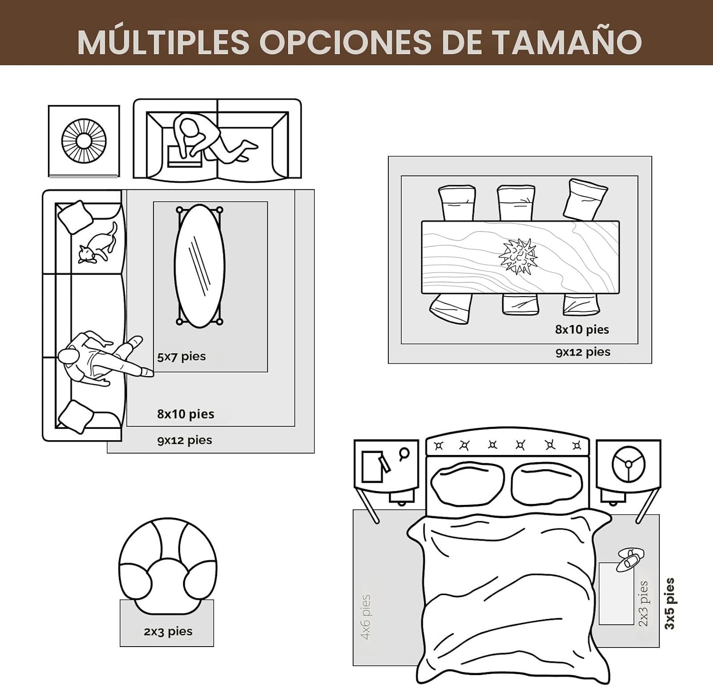 Almohadilla antiderrap alfombra 8x10ft goma