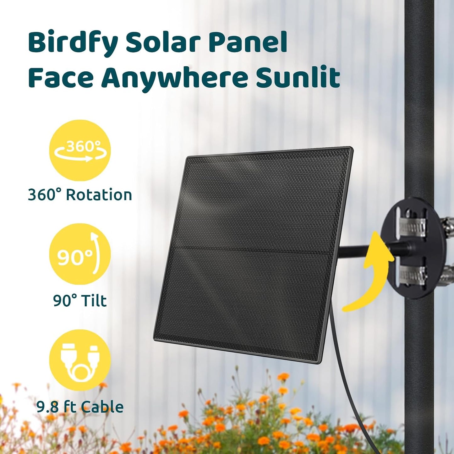 Panel solar 3W para alimentador pájaros tipo C IP65