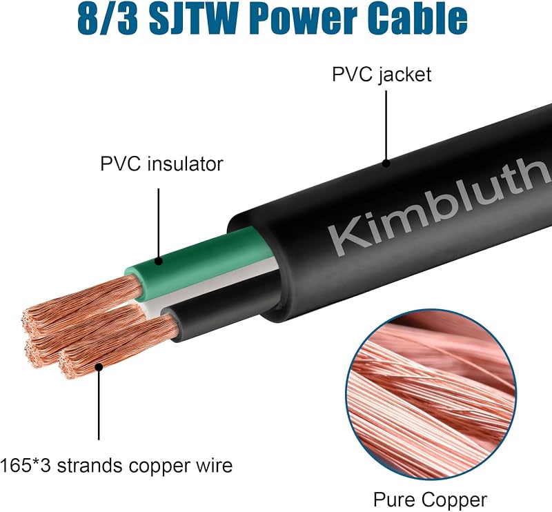 Cable SJTW 8/3 de 30 ft cobre puro para exteriores