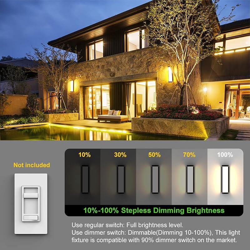 2 Luces LED Pared 16" Regulables 3000K Aluminio Negro