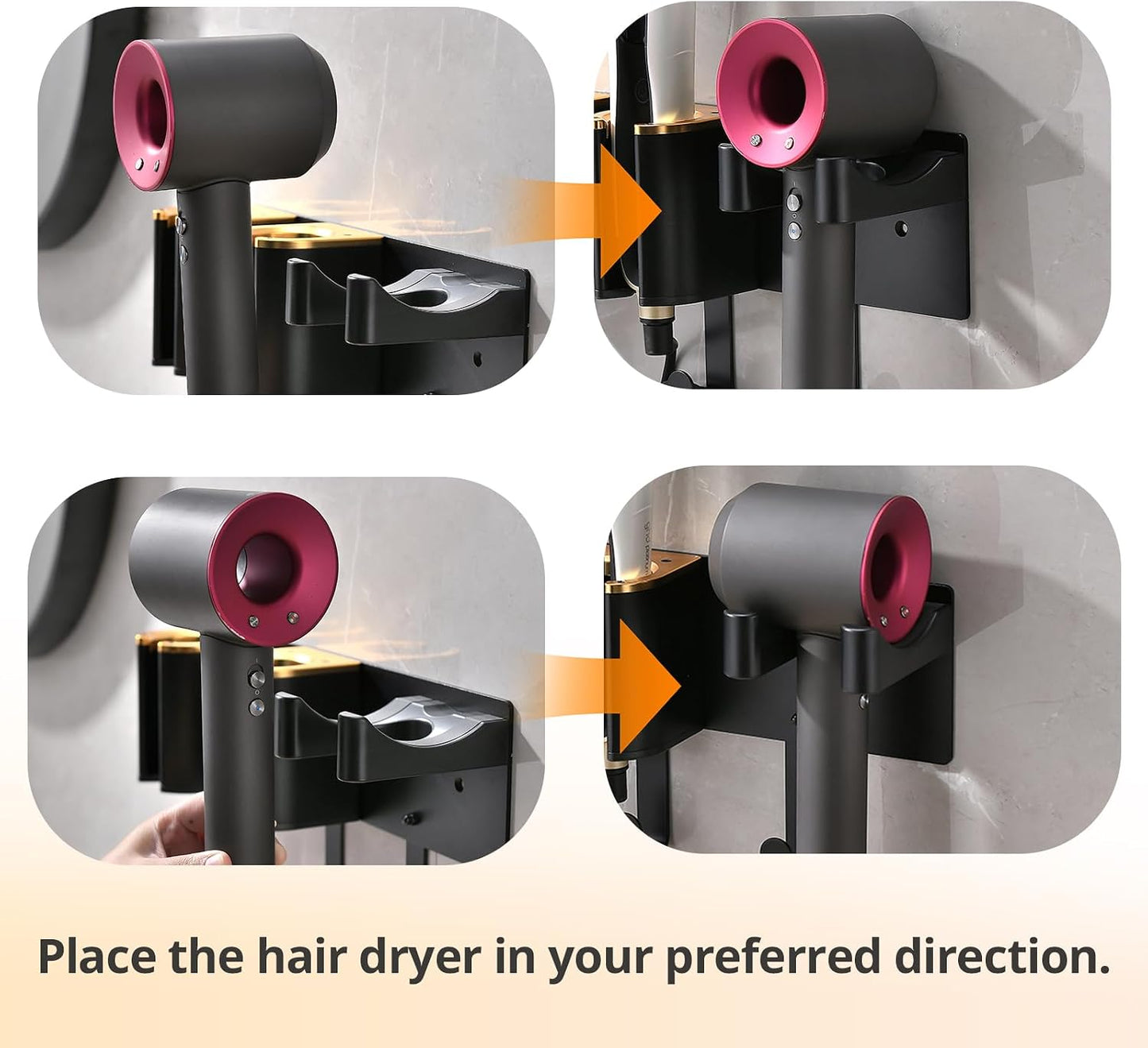 Organiz. herramientas cabello pared 3 compartimentos negro