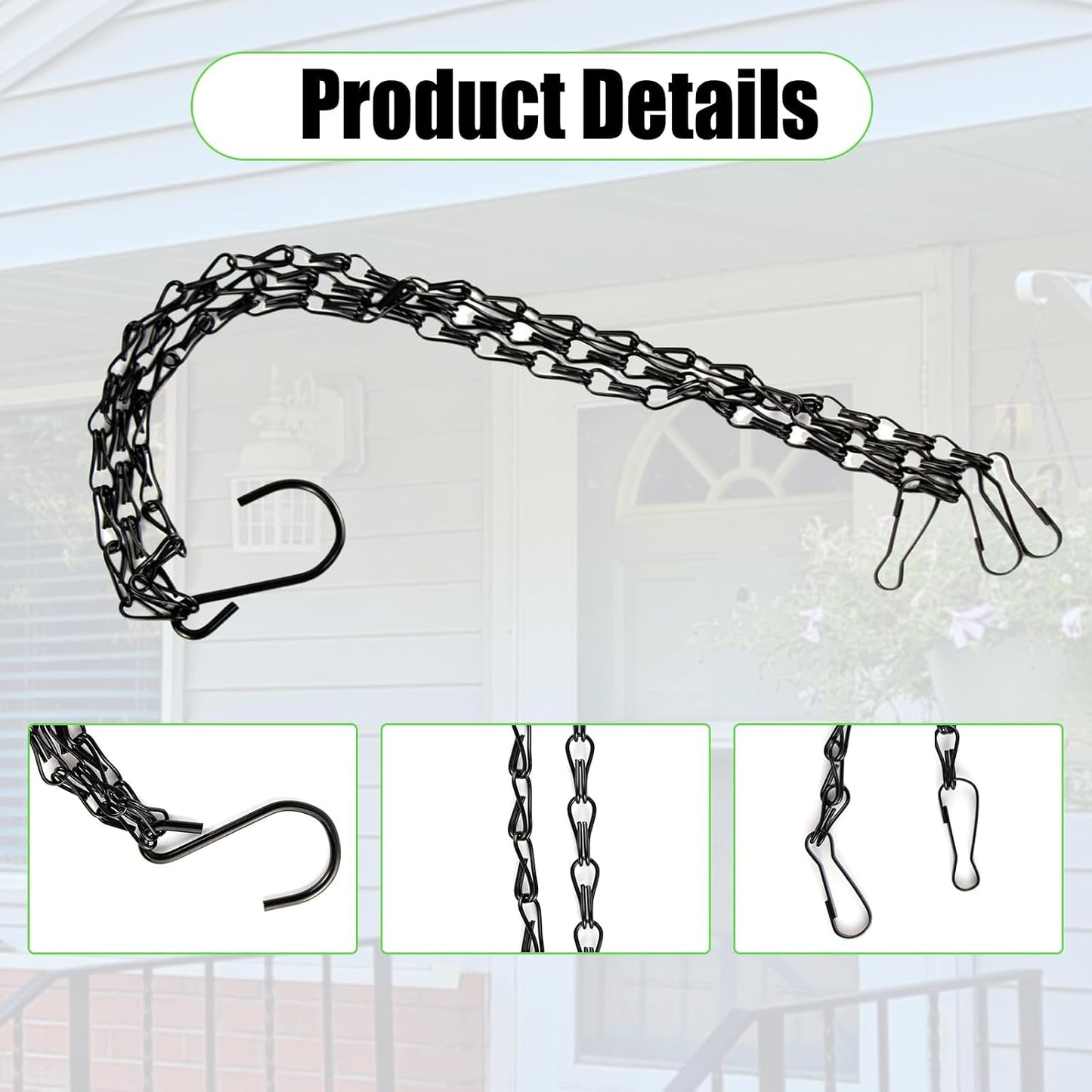 2 Pzas Cadenas Colgantes 15.9pulg para Macetas Metal Negro