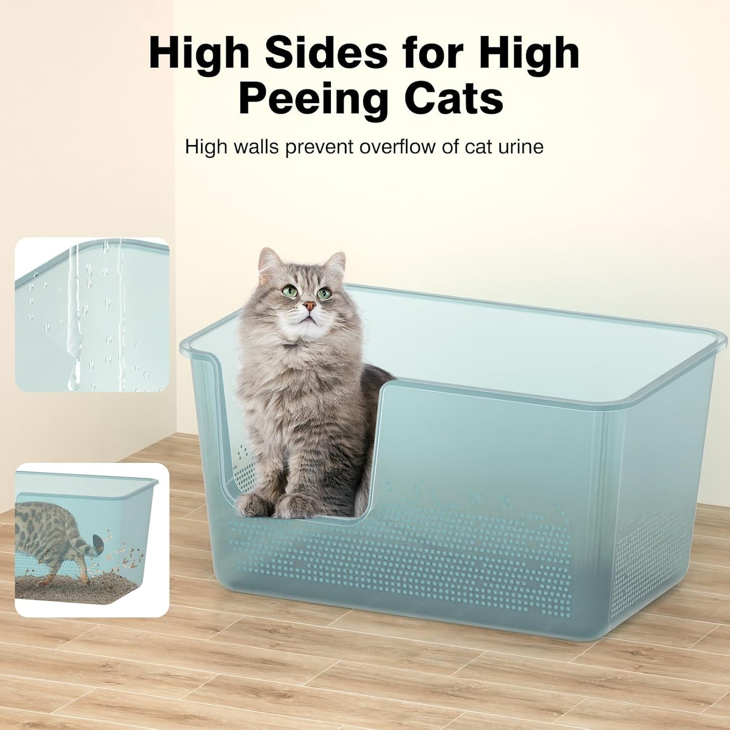 Caja arena extragrande para gatos 24.8x11.4x13pulg