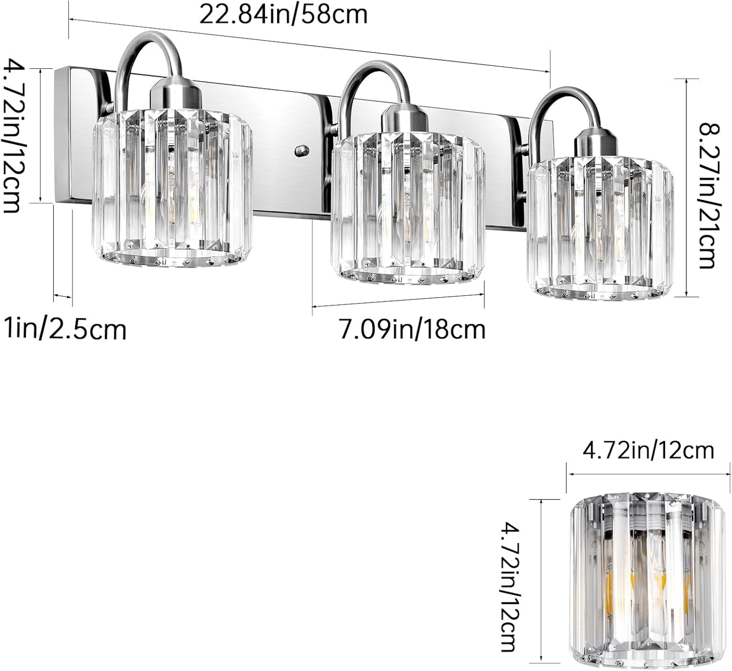Lámpara tocador níquel cepillado 3 luces baño
