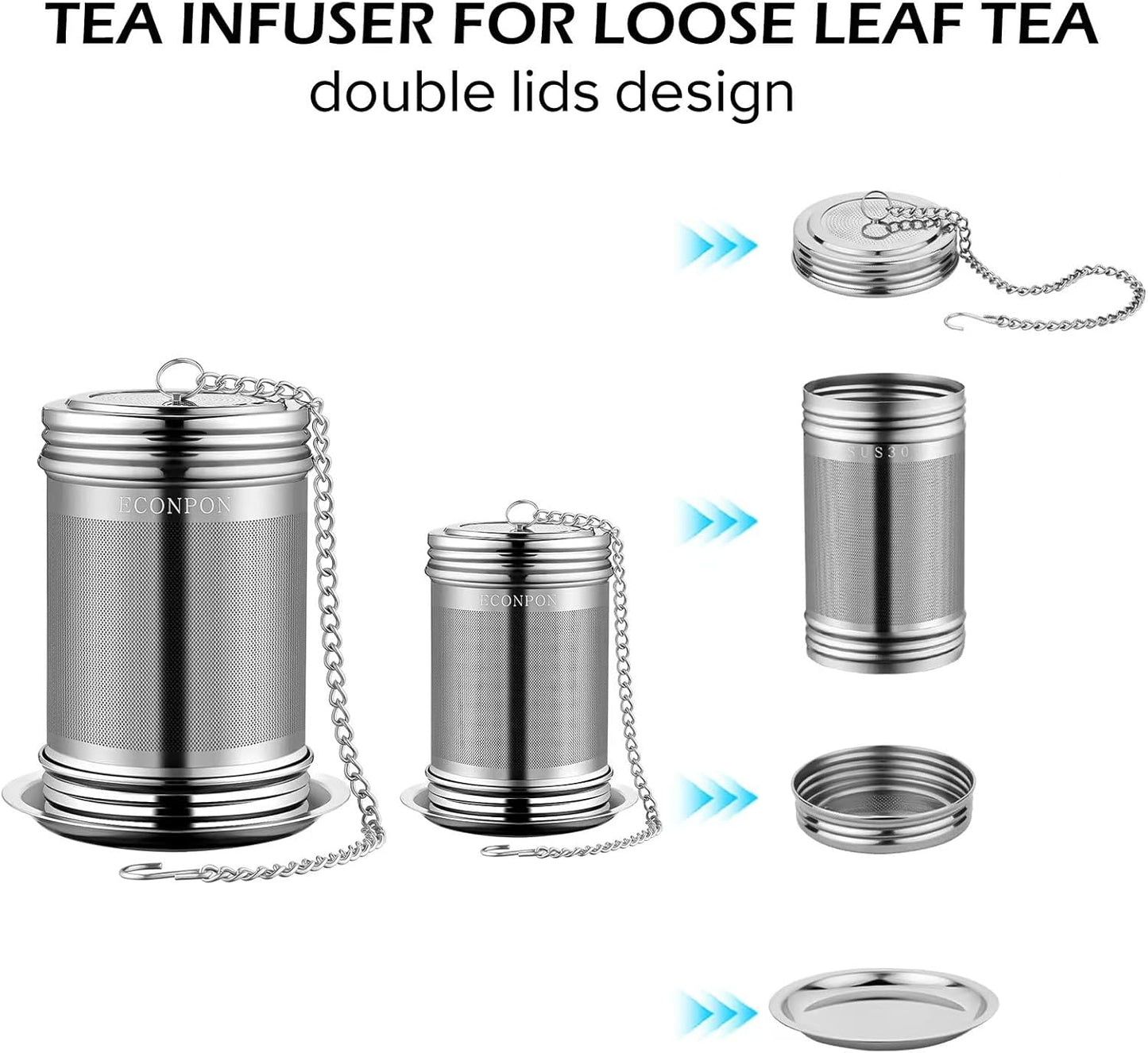 Paquete de 2 infusores de té de acero inoxidable malla extrafina