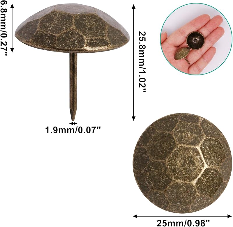 60 Pzas Tachuelas Tapicería Metal 25x23mm