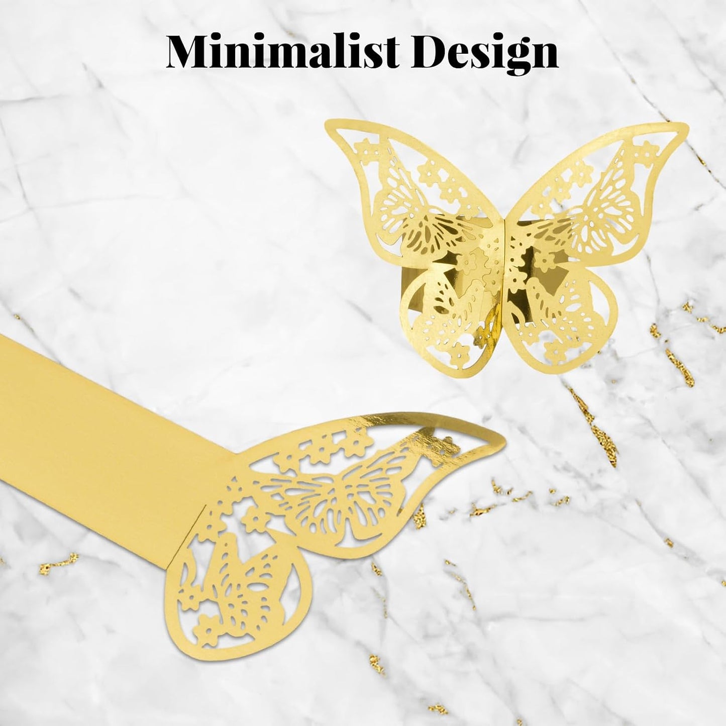 Servilleteros dorados 50 pzas mariposas para bodas
