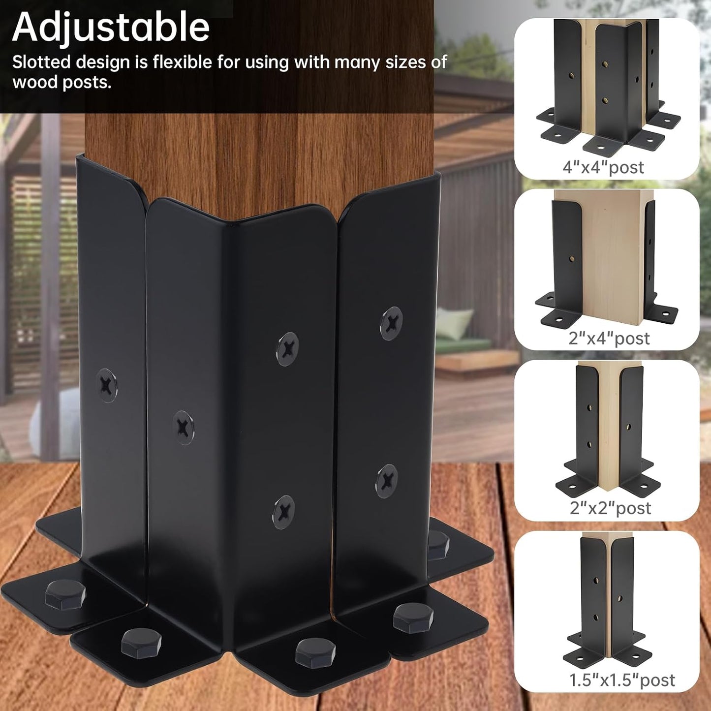 Base poste 4x4 pack 4 soportes anclaje grueso resistentes