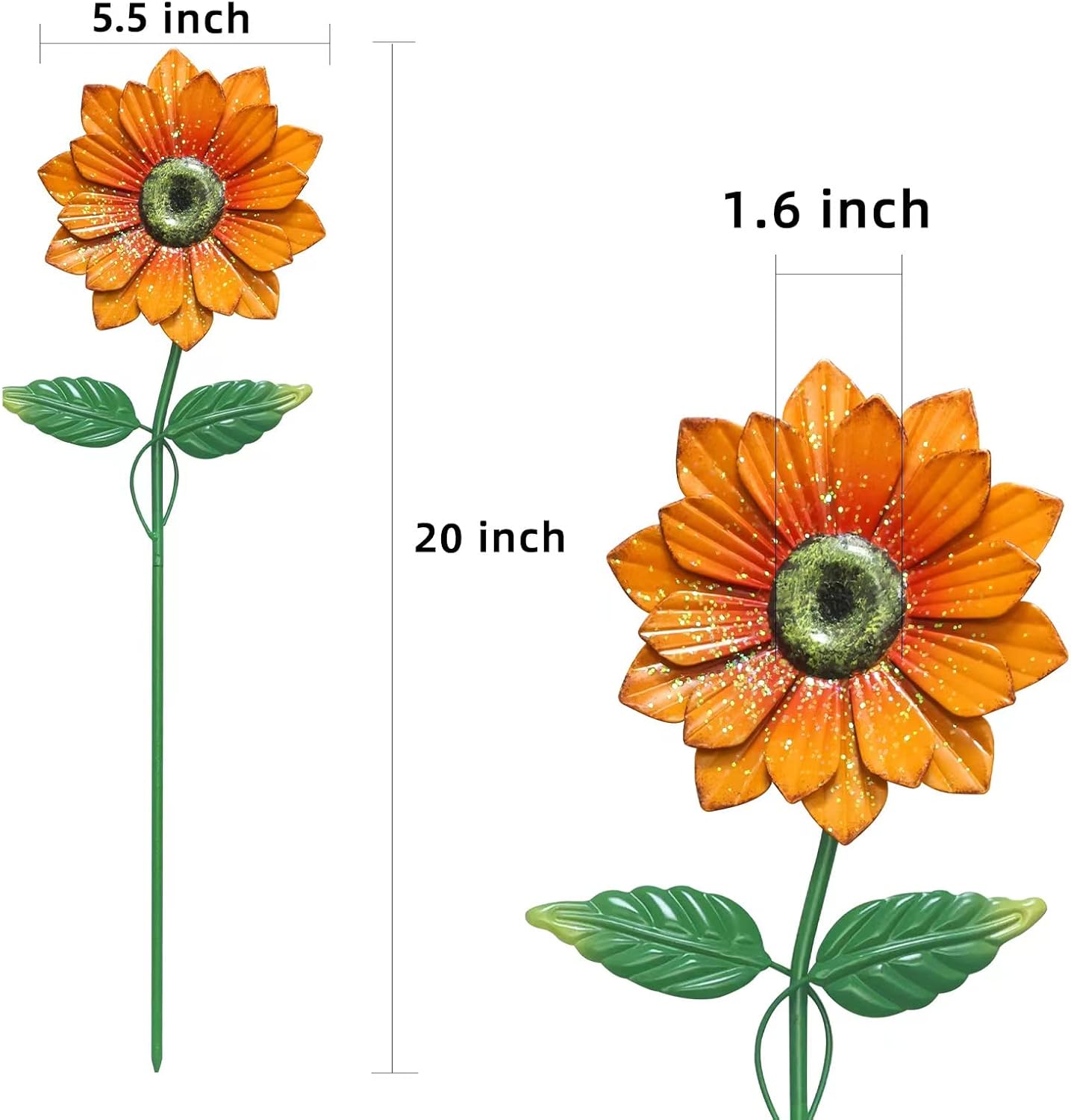 Pack 4 estacas flores metal 20" decoración jardín