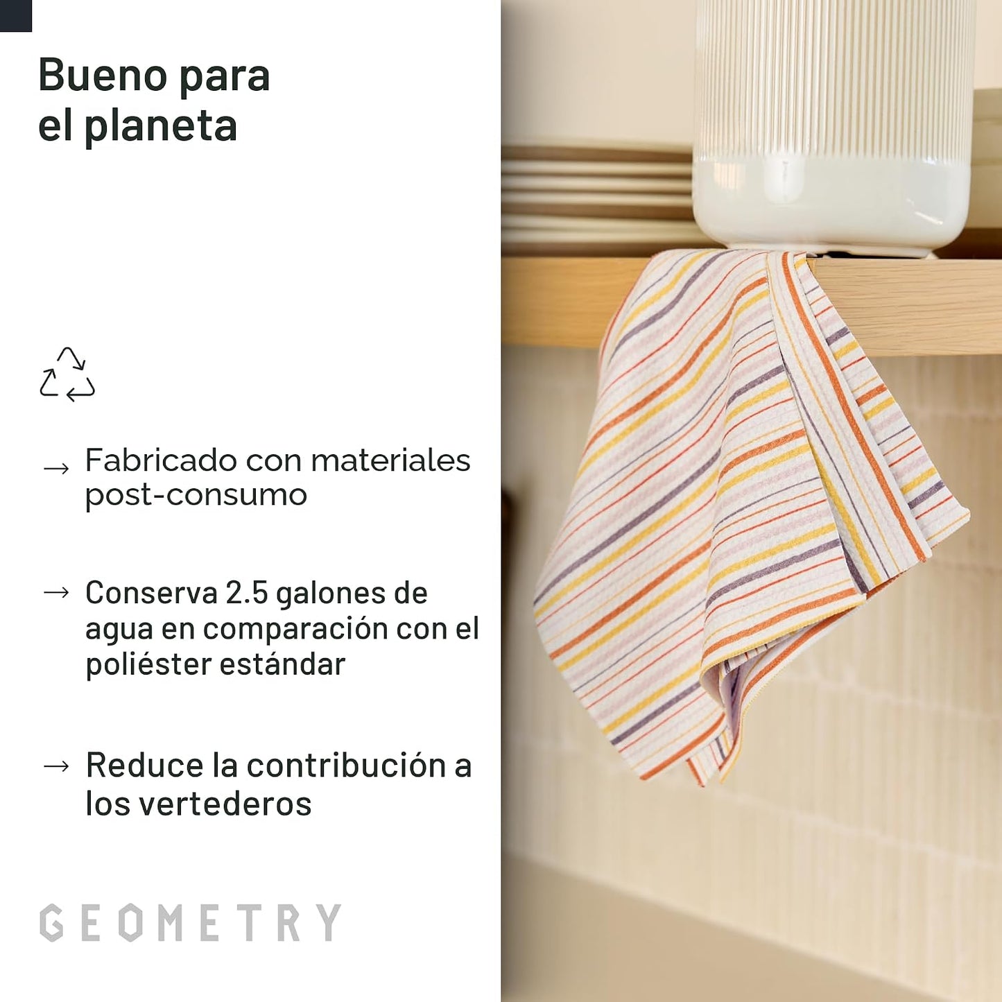 Set 3 paños cocina secado rápido geoweave