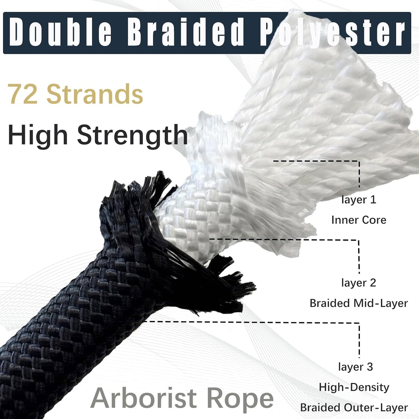 Cuerda tracción arbolista 3/4pulg 100ft poliéster