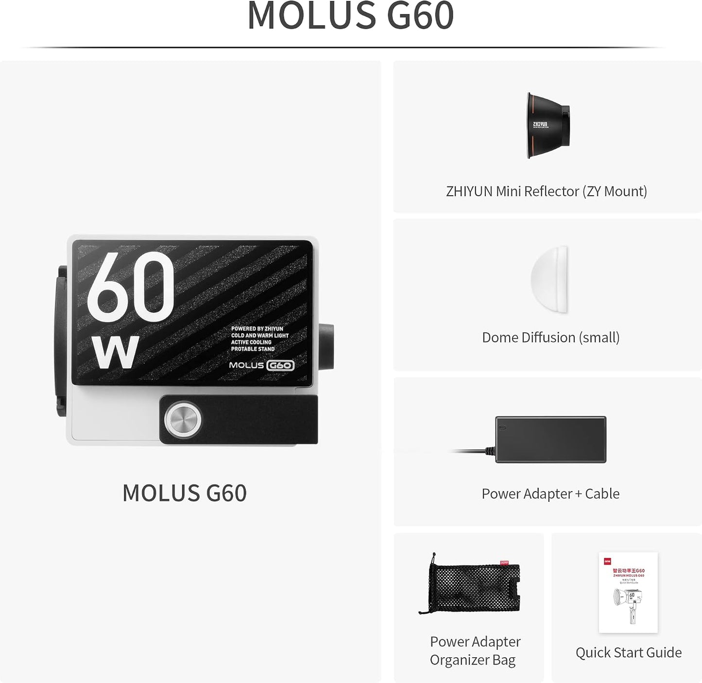 Luz vídeo bicolor LED COB 60W portátil CRI≥96 control Bluetooth