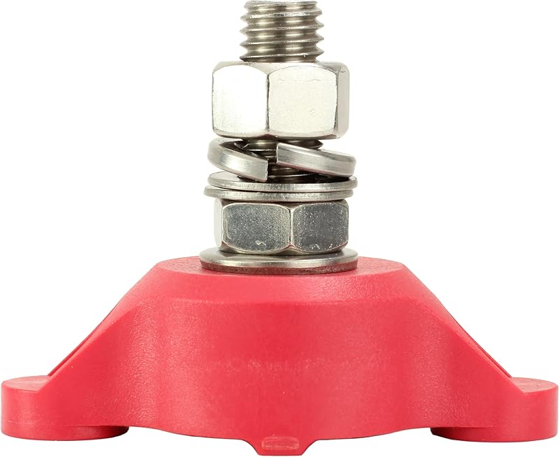 Bloque unión acero inox 1/2pulg perno único rojo negro