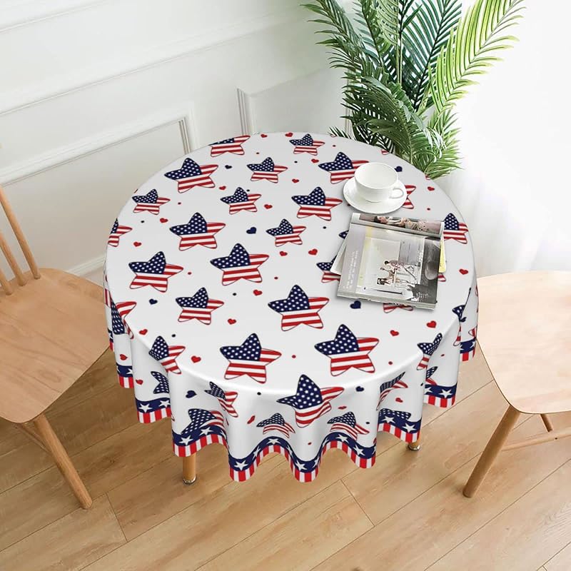 Mantel Patriótico Americano 60pulg Rojo Blanco Azul Estrellas