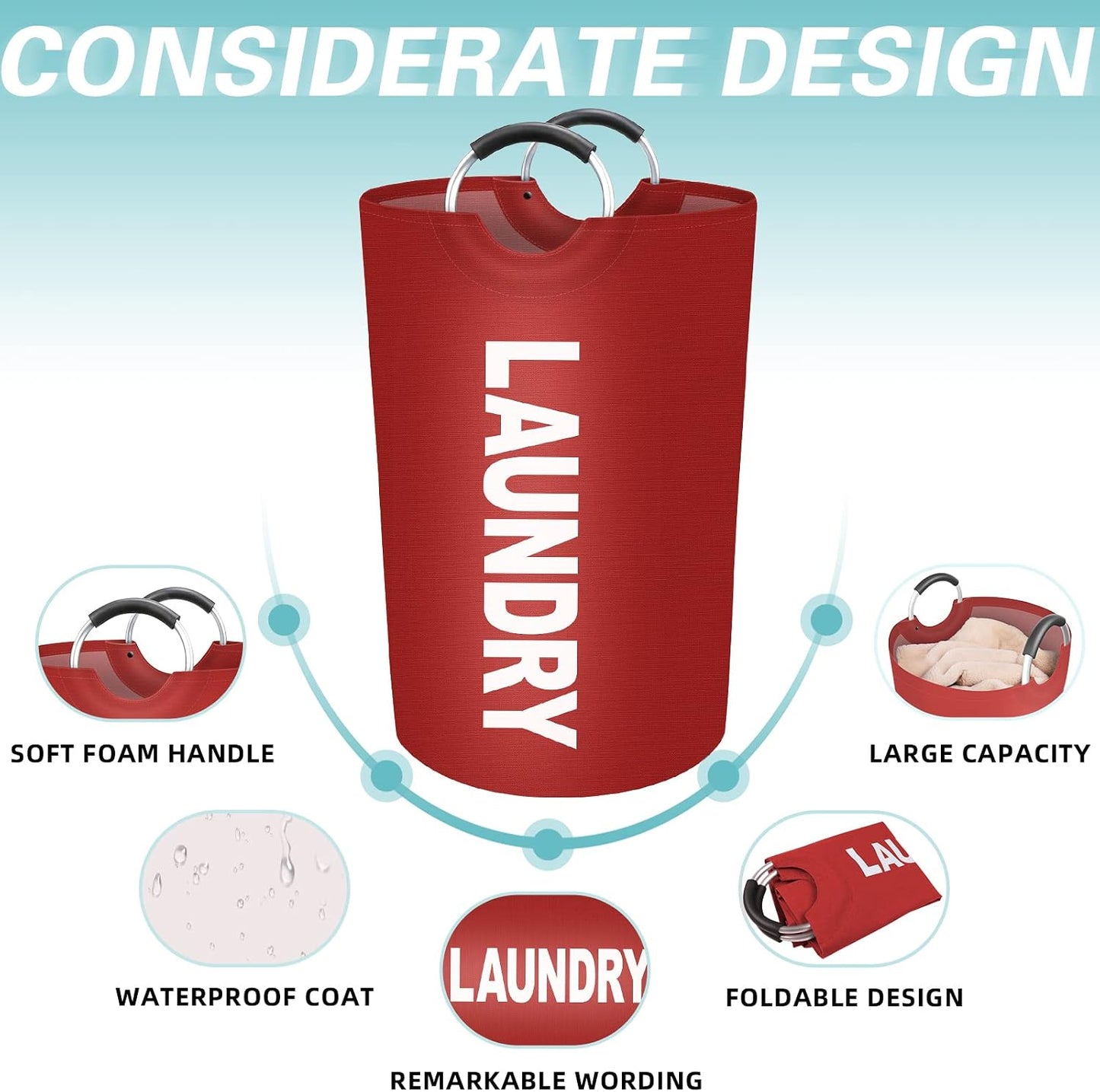 Cesta lavandería 115l plegable con asas aluminio espuma
