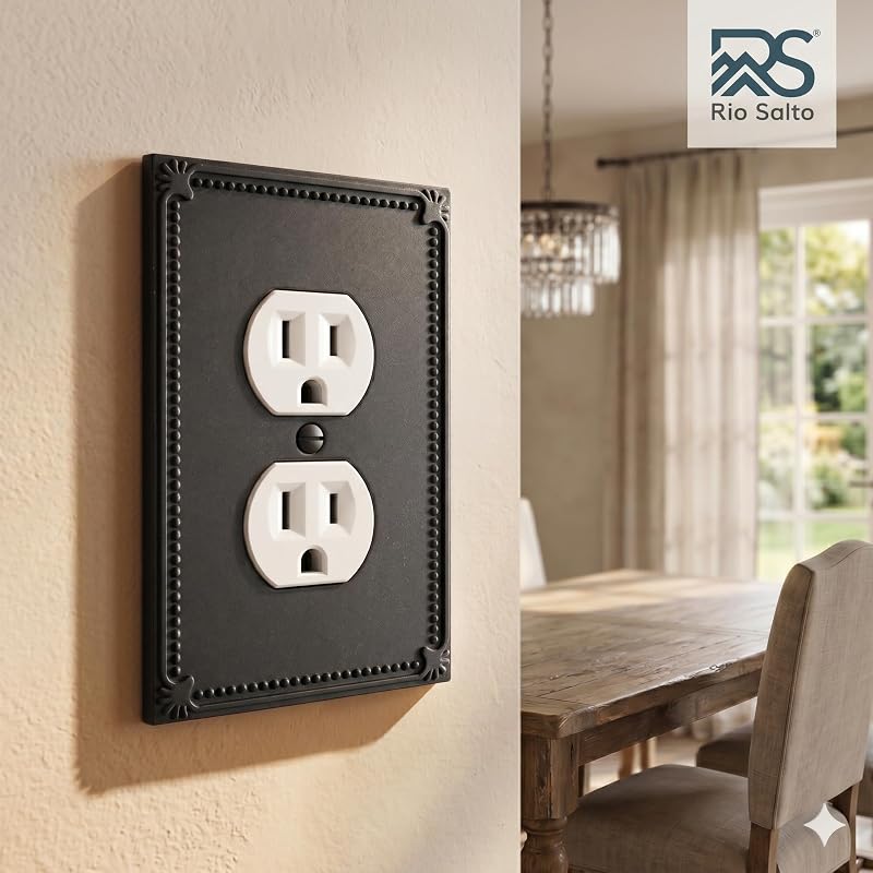 Cubiertas de salida dúplex negras para interruptor de luz