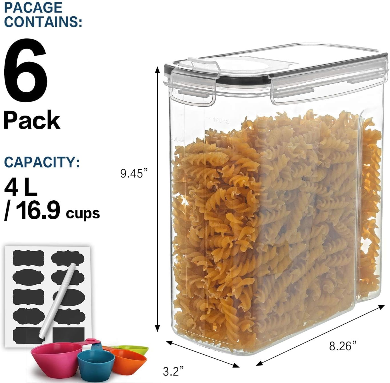 Set 6 Recipientes Herméticos 4L con Dispensador Cereales