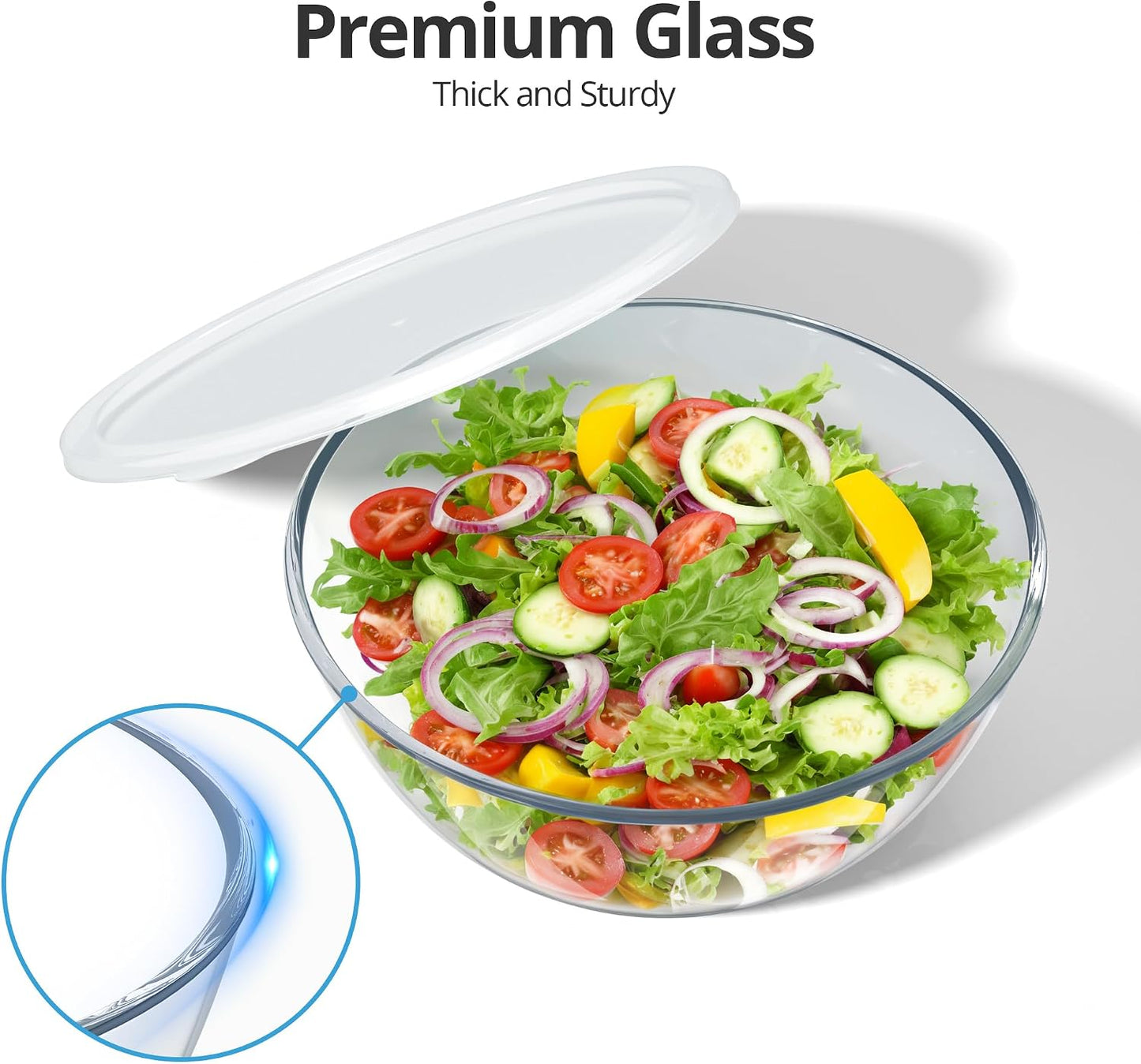 Cuencos vidrio 4.7qt transparente para ensalada y pan