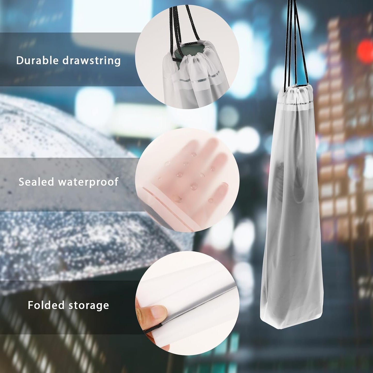 6 bolsas paraguas transparentes reutilizables 12.6x5pulg