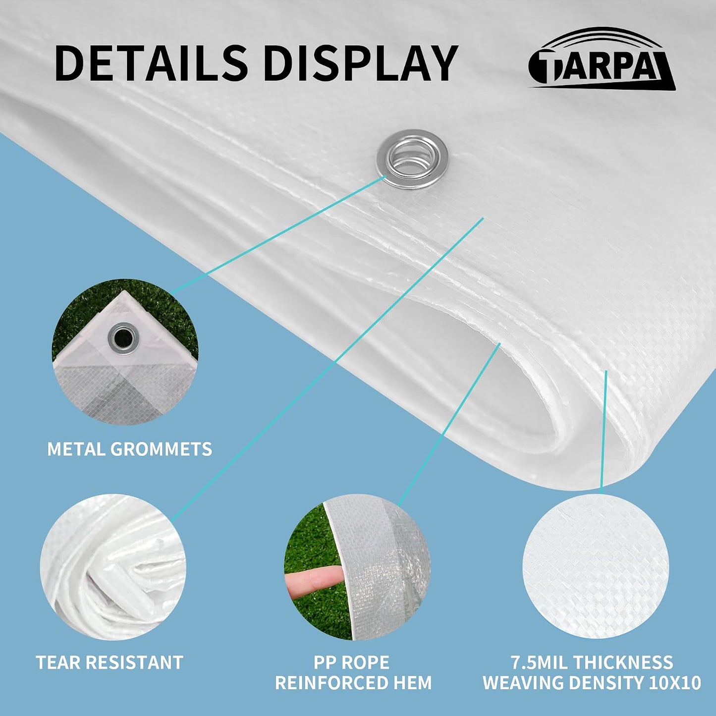 Lona blanca semi transparente 8x16ft impermeable