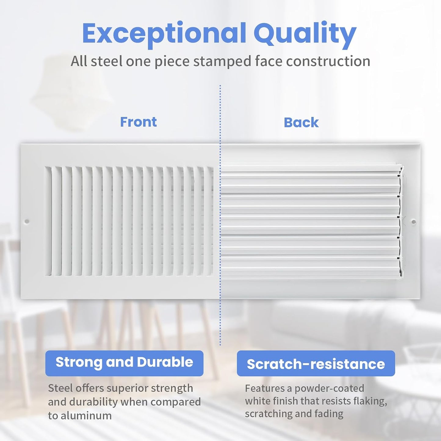 Cubiertas ventilación 18x6pulg conducto ajustable