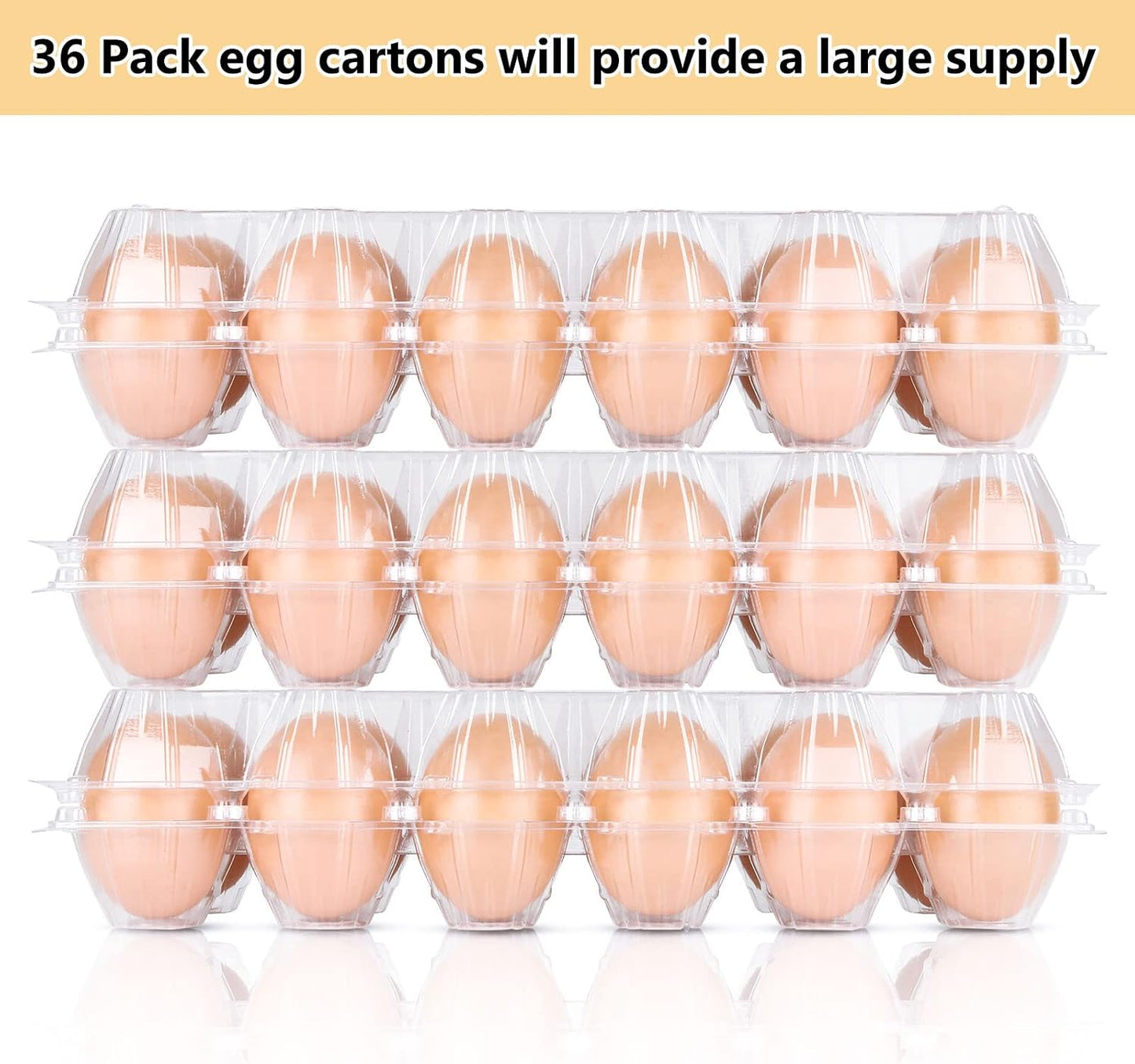 Cajas plástico huevos 36pzas transparentes reutiliz.