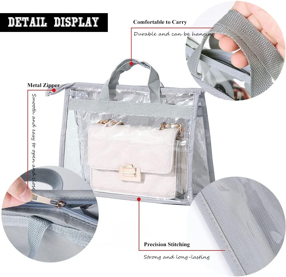 6 bolsas colgantes transparentes con cremallera XL gris