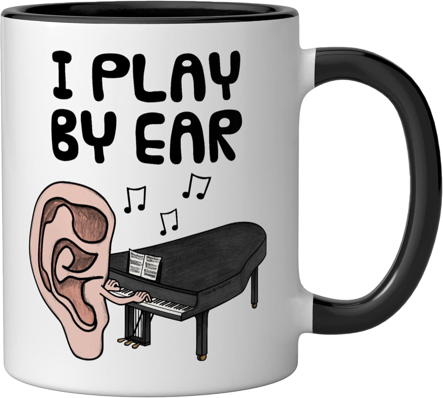 Taza Cerámica para Pianista Jazz Negro/Blanco