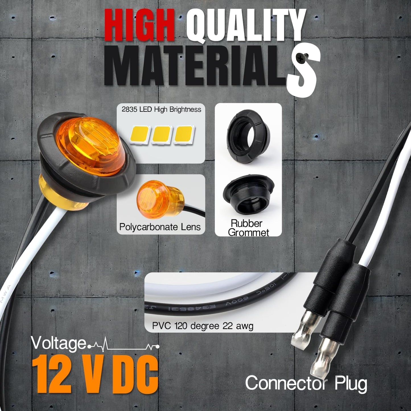 20 Luces Ámbar 3/4pulg 3 LED Conector Camioneta