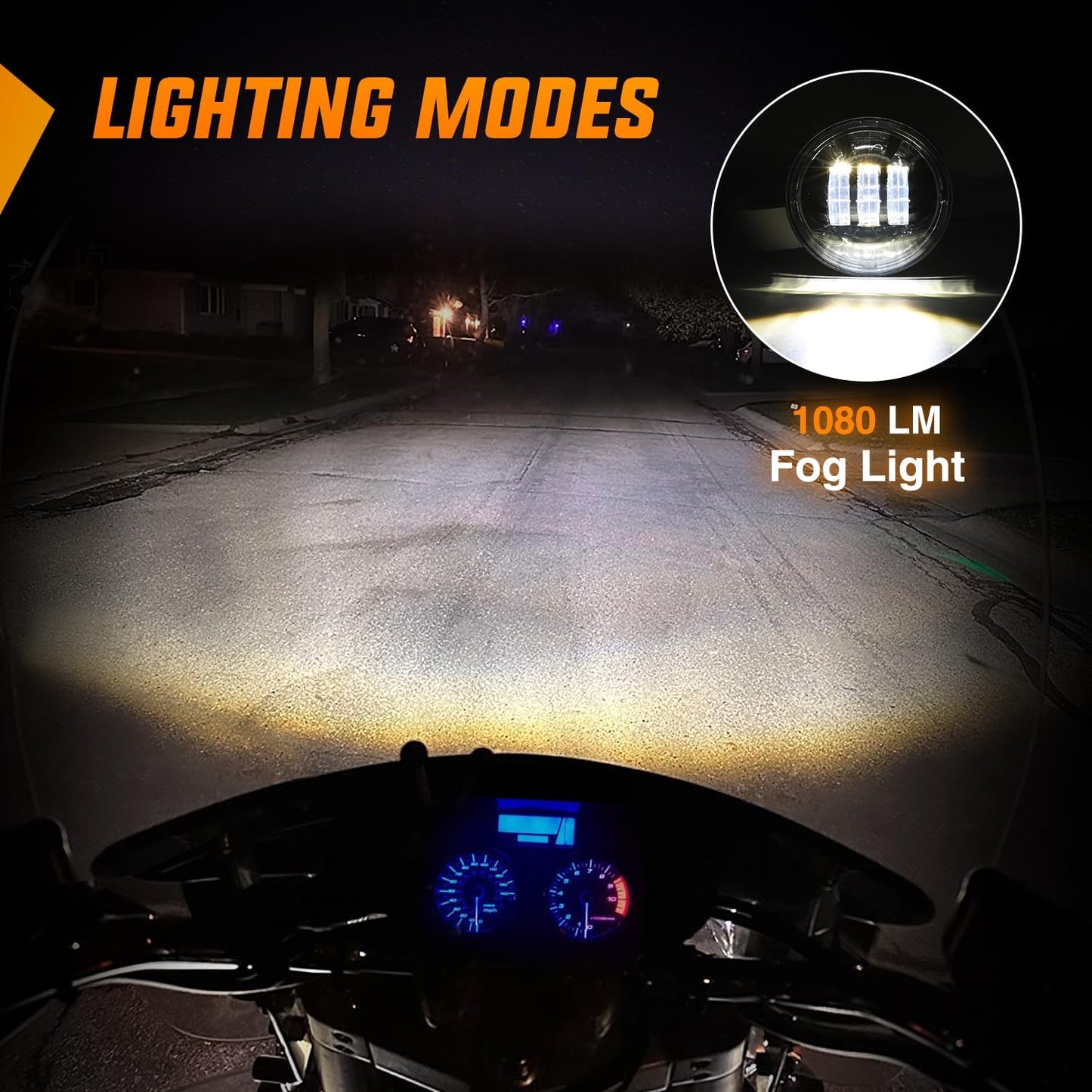 2 Luces Antiniebla LED 4.5" Motocicleta Negro
