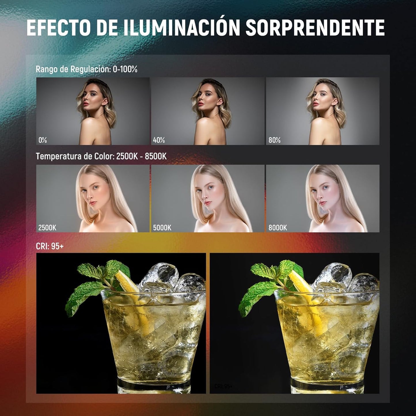 Varita luz RGB control APP barra LED 2500K~8500K batería 2550mAh