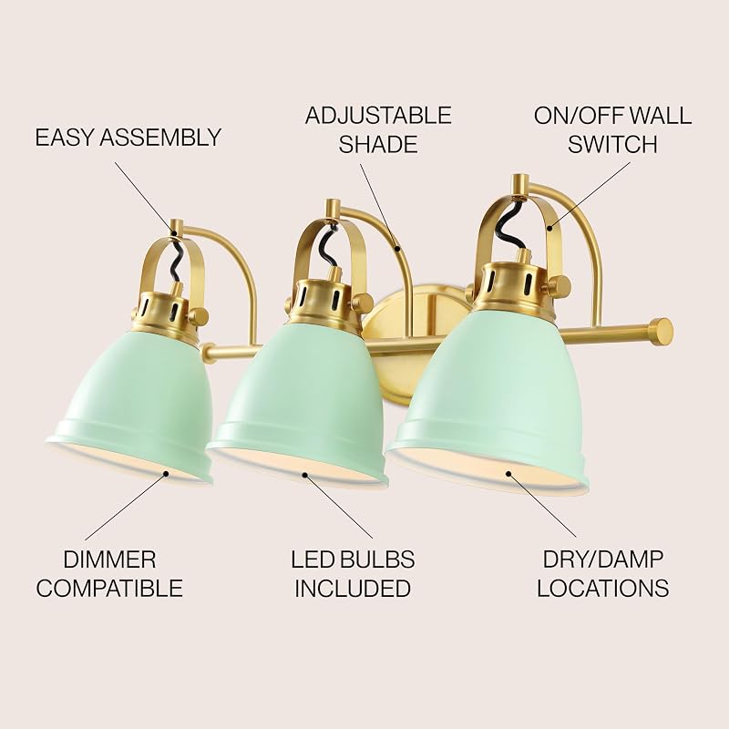 Lámpara LED tocador 25.5" color verde menta latón dorado