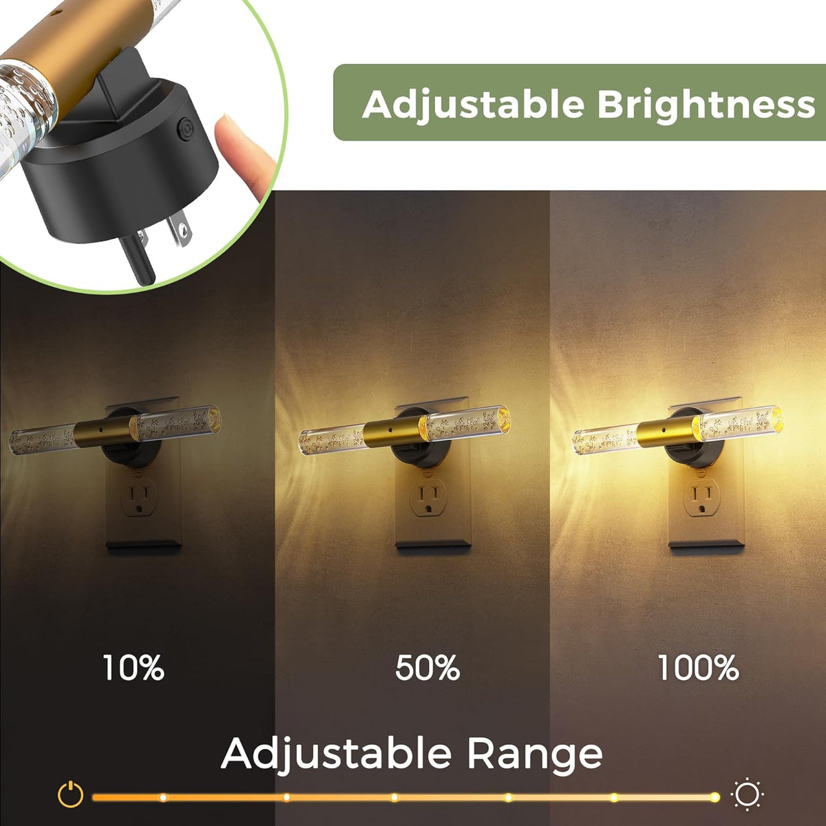 Luz Nocturna Giratoria Led Regulable Acrílico Dormitorio